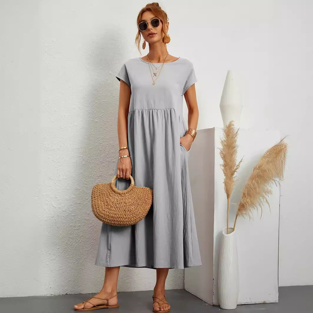 Robe maxi casual coton naturel femme — Lofari