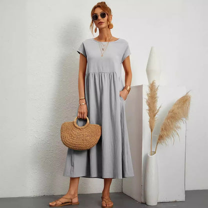 Robe maxi casual coton naturel femme — Lofari