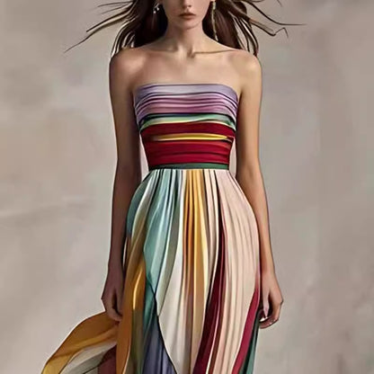 Robe maxi imprimée dos nu bustier femme soirée — Lofari