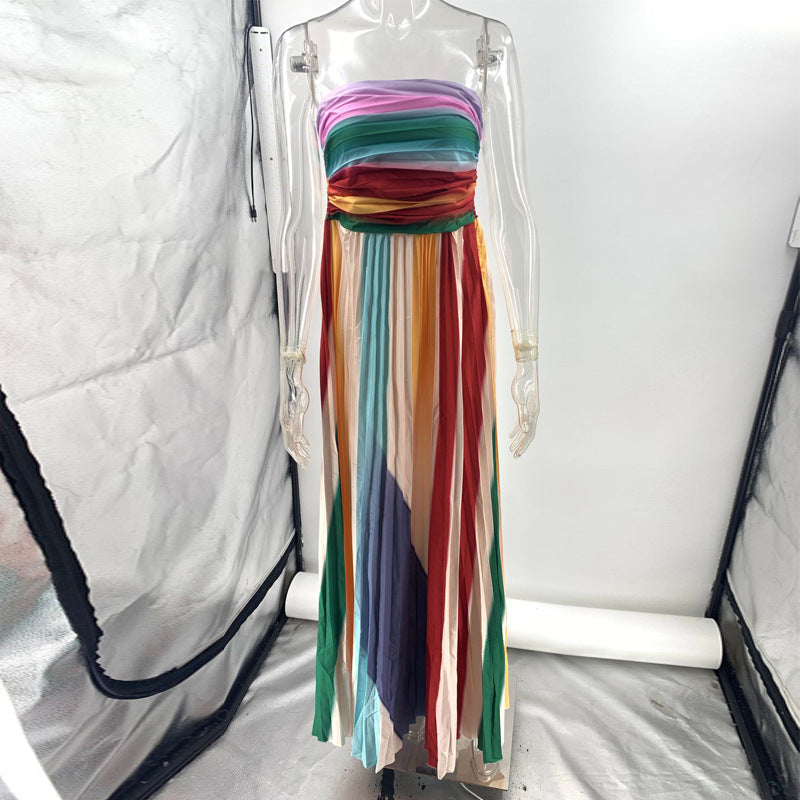 Robe maxi imprimée dos nu bustier femme soirée — Lofari