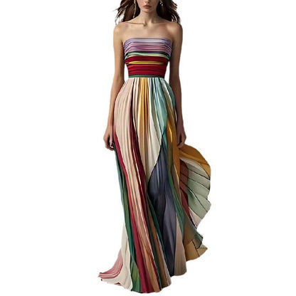 Robe maxi imprimée dos nu bustier femme soirée — Lofari